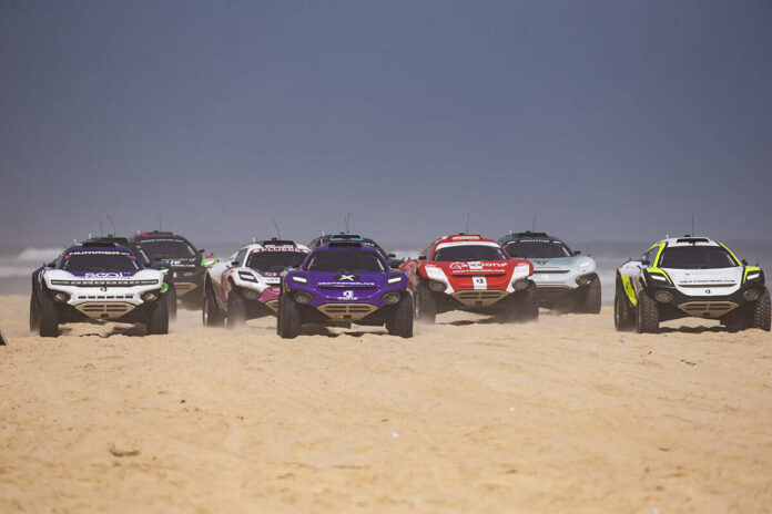 Extreme E teams on the beach in Senegal