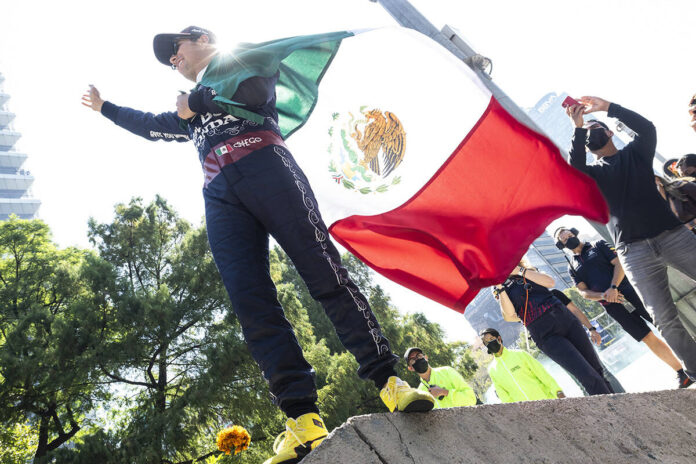 Sergio Perez in Mexico city showrun